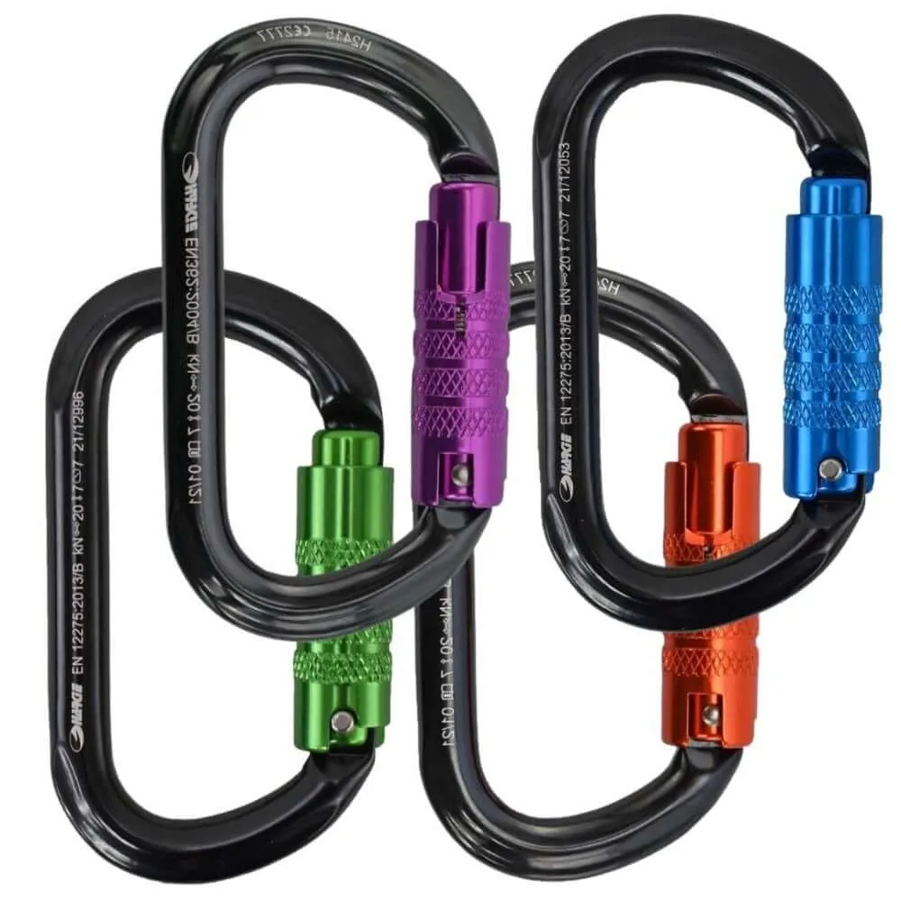 Harkie Oval 3 Way Locking Carabiners 4pk | Fast Shipping