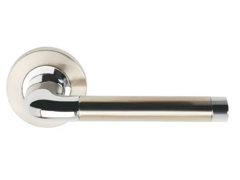 Dale Satin Nickel/Polished Chrome Argo Lever on Round Rose (Screw Rose)