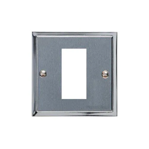 Elite Stepped Plate Range-Satin Chrome Dual Finish-1 Module Euro Plate