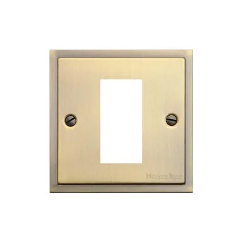 Elite Stepped Plate Range-Antique Brass-1 Module Euro Plate