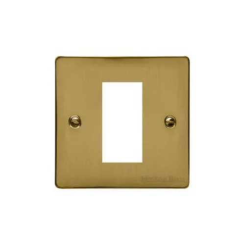 Elite Flat Plate Range-Satin Brass-1 Module Euro Plate