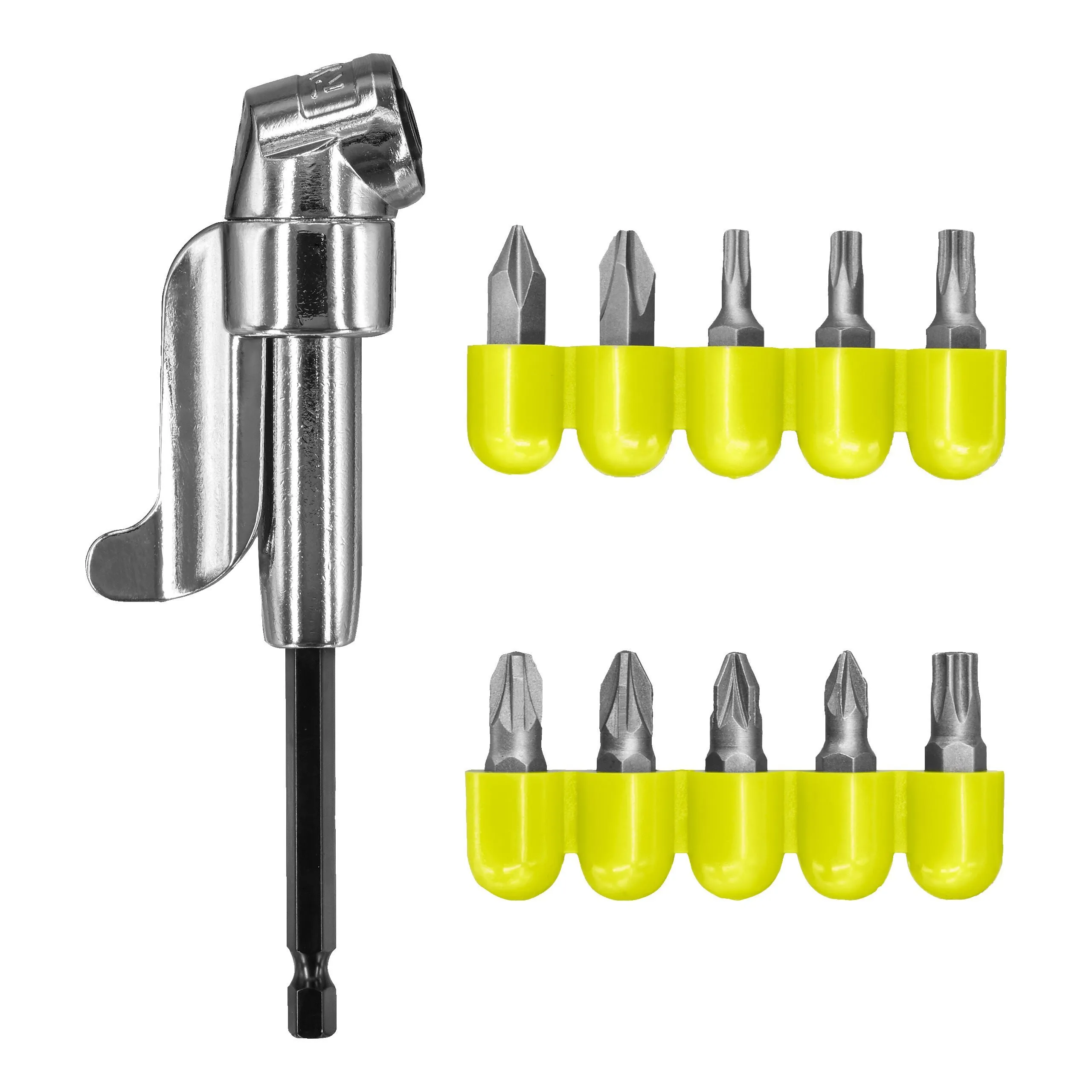 Right Angle Drill Adapter and Screwdriver Bits (11 pieces)