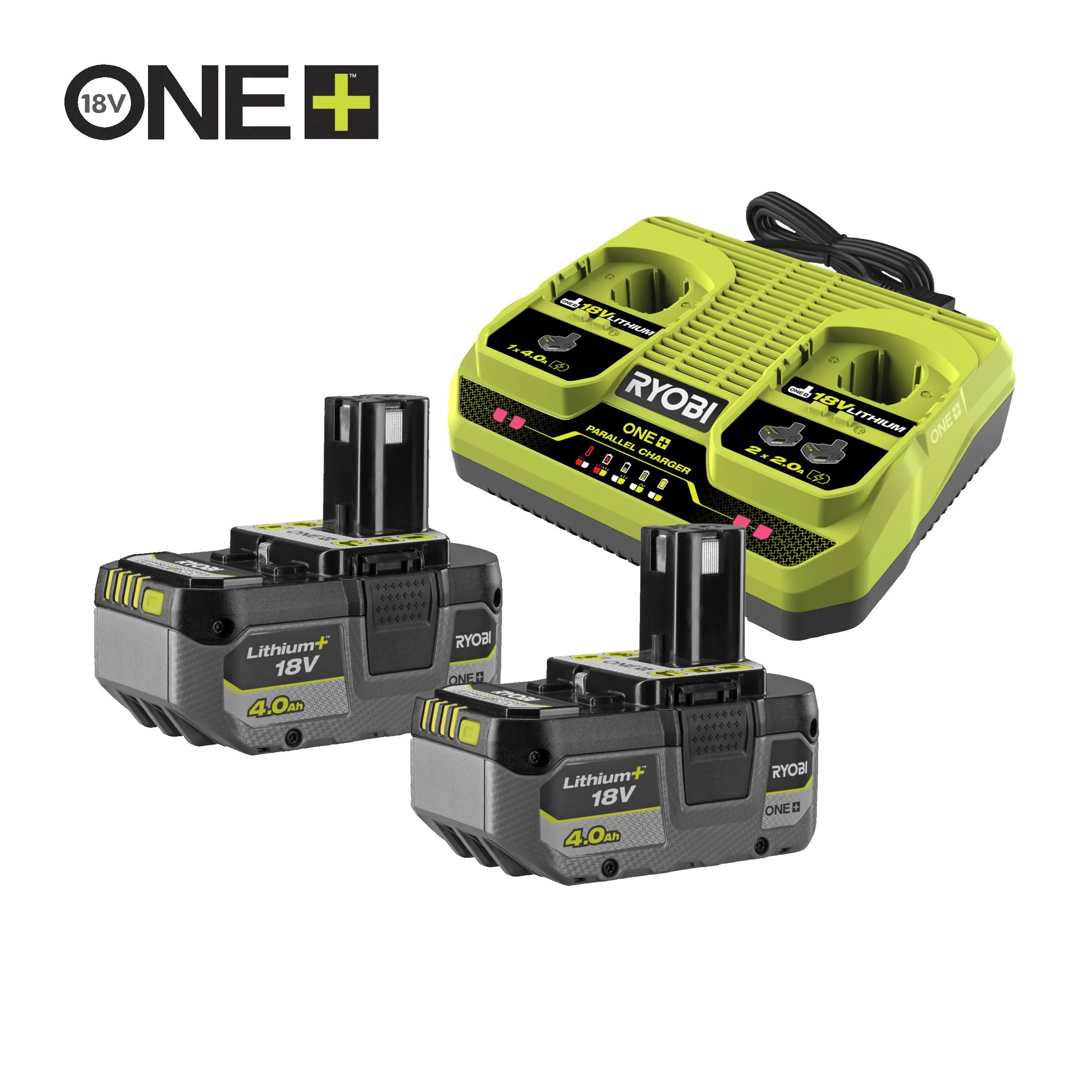 18V ONE+™ Lithium+™ 2 x 4.0Ah Battery & Dual Port Charger Kit