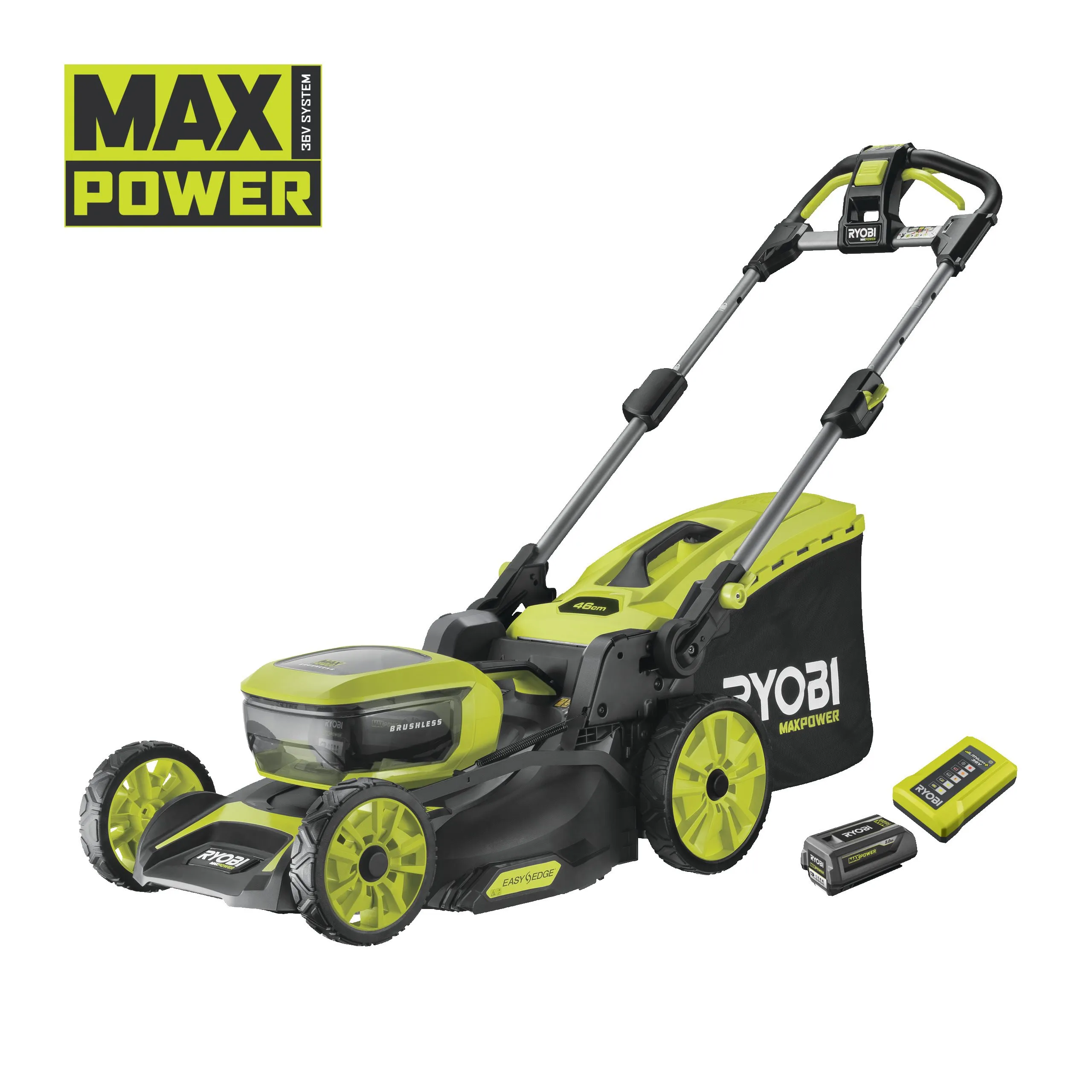 MAX POWER Cordless Brushless 46cm Lawnmower with Self Propel (1 x 5.0Ah)