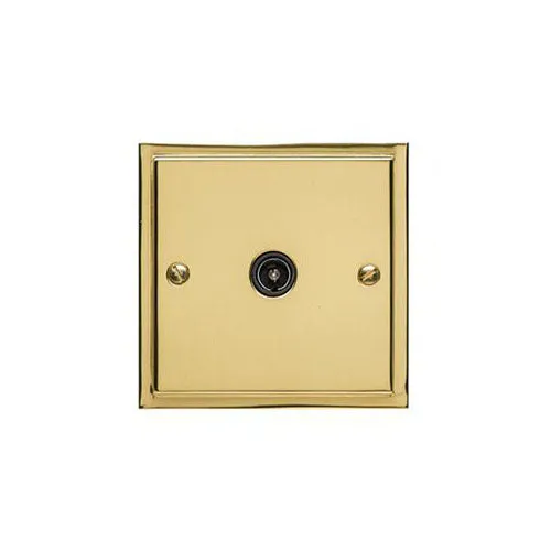 Elite Stepped Plate Range-Polished Brass-1 Gang Non-Isolated TV Coaxial Socket