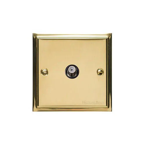 Elite Stepped Plate Range-Polished Brass-1 Gang Satellite Socket