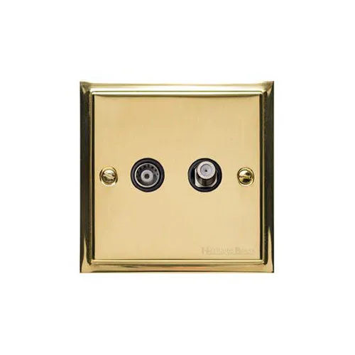 Elite Stepped Plate Range-Polished Brass-TV/Satellite Socket