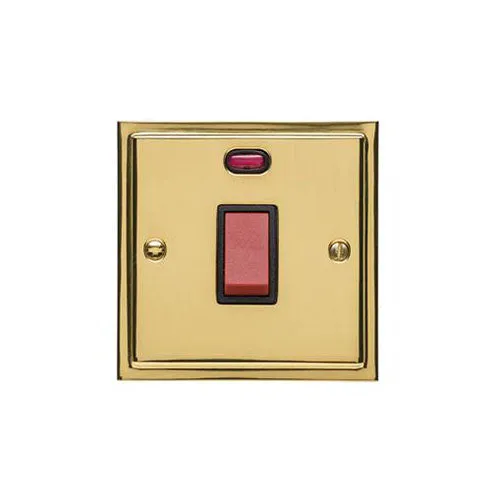 Elite Stepped Plate Range-Polished Brass-45A DP Cooker Switch with Neon (single plate)