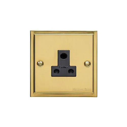 Elite Stepped Plate Range-Polished Brass-5 Amp 3 Round Pin Socket