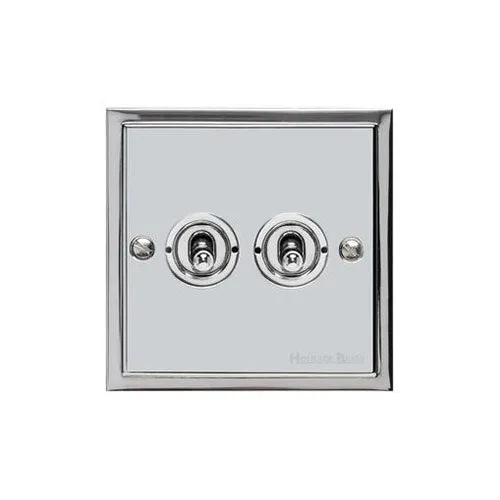 Elite Stepped Plate Range-Polished Chrome-2 Gang Toggle Switch
