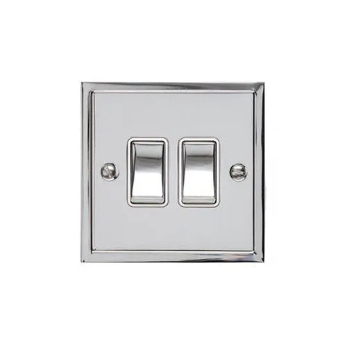 Elite Stepped Plate Range-Polished Chrome-2 Gang Rocker Switch (10 Amp)