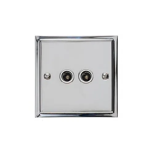 Elite Stepped Plate Range-Polished Chrome-2 Gang TV Coaxial Socket