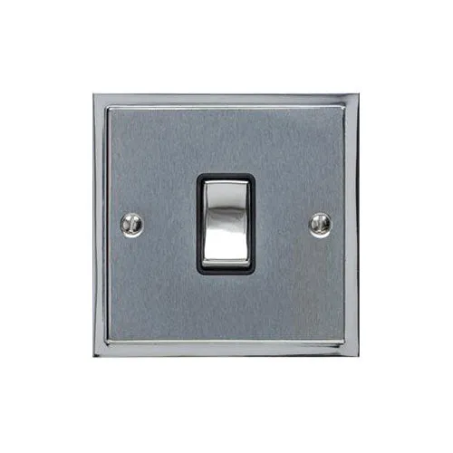 Elite Stepped Plate Range-Satin Chrome Dual Finish-1 Gang Rocker Switch (10 Amp)