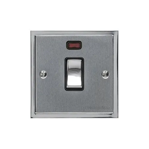 Elite Stepped Plate Range-Satin Chrome Dual Finish-20A DP SWITCH with Neon