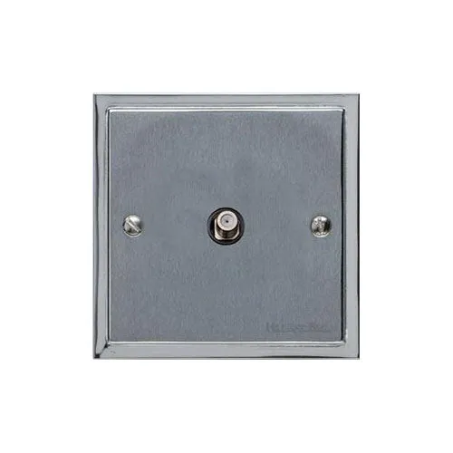 Elite Stepped Plate Range-Satin Chrome Dual Finish-1 Gang Satellite Socket