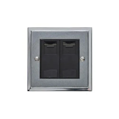 Elite Stepped Plate Range-Satin Chrome Dual Finish-2 Gang RJ45