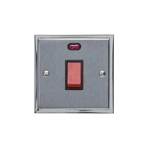 Elite Stepped Plate Range-Satin Chrome Dual Finish-45A DP Cooker Switch with Neon (single plate)