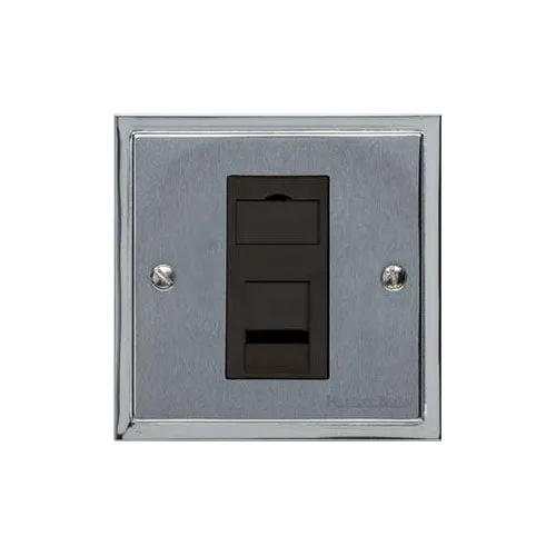 Elite Stepped Plate Range-Satin Chrome Dual Finish-1 Gang RJ45