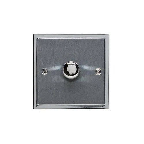 Elite Stepped Plate Range-Satin Chrome Dual Finish-1 Gang LED Dimmer (Compatible with LED Lamps)