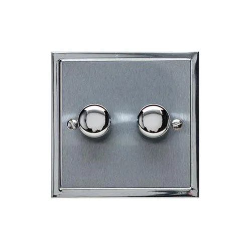 Elite Stepped Plate Range-Satin Chrome Dual Finish-2 Gang Dimmer (250 watts)