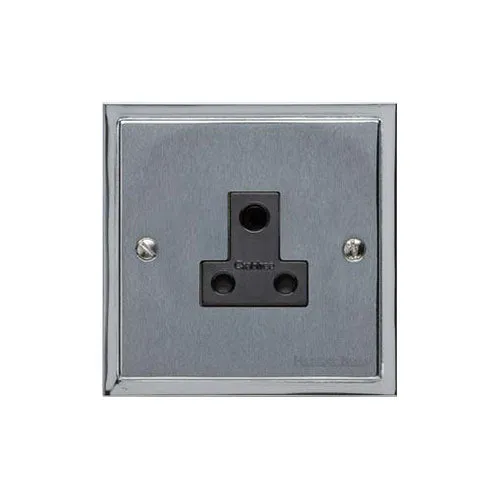 Elite Stepped Plate Range-Satin Chrome Dual Finish-5 Amp 3 Round Pin Socket