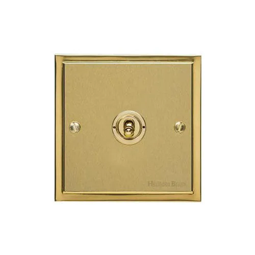 Elite Stepped Plate Range-Satin Brass Dual Finish-1 Gang Intermediate Toggle Switch
