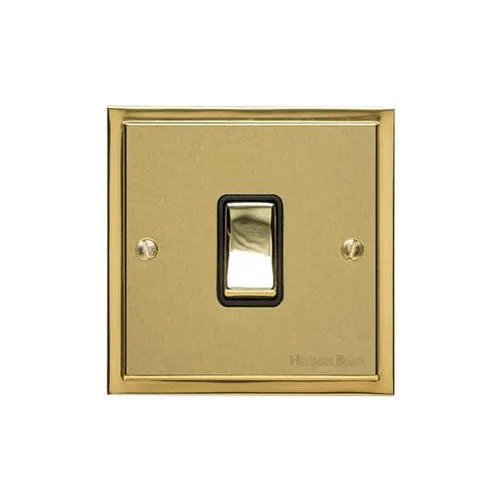 Elite Stepped Plate Range-Satin Brass Dual Finish-1 Gang Intermediate Rocker Switch (10 Amp)