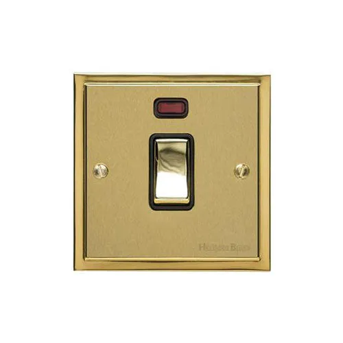 Elite Stepped Plate Range-Satin Brass Dual Finish-20A DP SWITCH with Neon
