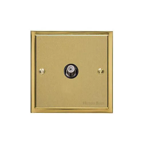Elite Stepped Plate Range-Satin Brass Dual Finish-1 Gang Satellite Socket