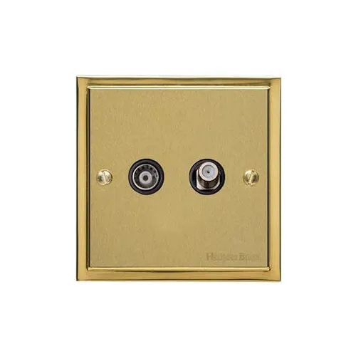 Elite Stepped Plate Range-Satin Brass Dual Finish-TV/Satellite Socket