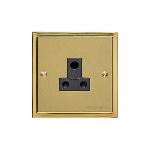 Elite Stepped Plate Range-Satin Brass Dual Finish-5 Amp 3 Round Pin Socket
