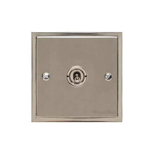 Elite Stepped Plate Range-Satin Nickel Dual Finish -1 Gang Toggle Switch