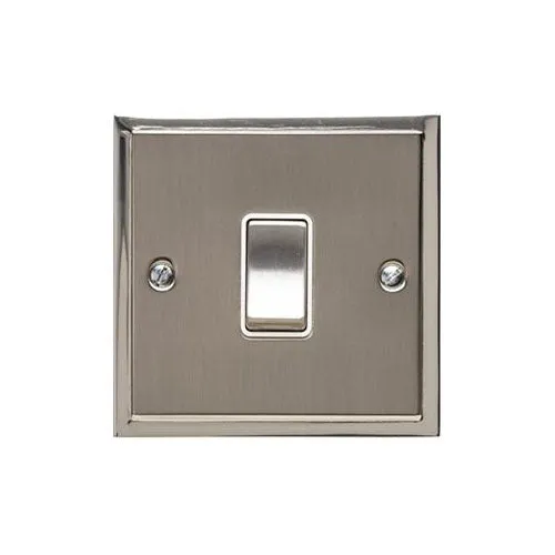Elite Stepped Plate Range-Satin Nickel Dual Finish -1 Gang Rocker Switch (10 Amp)