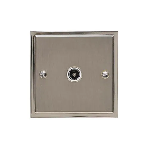 Elite Stepped Plate Range-Satin Nickel Dual Finish -1 Gang Isolated TV Coaxial Socket
