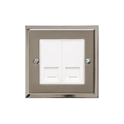 Elite Stepped Plate Range-Satin Nickel Dual Finish -2 Gang Secondary Line Socket