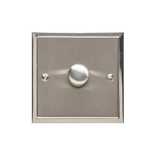 Elite Stepped Plate Range-Satin Nickel Dual Finish -1 Gang LED Dimmer (Compatible with LED Lamps)