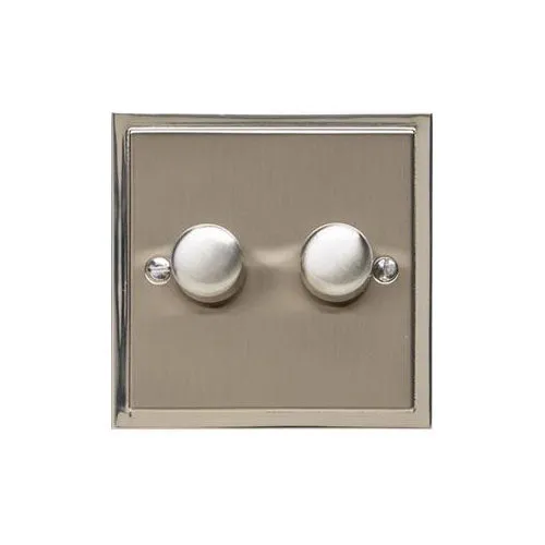 Elite Stepped Plate Range-Satin Nickel Dual Finish -2 Gang Dimmer (400 watts)