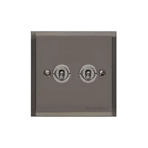Elite Stepped Plate Range-Black Nickel-2 Gang Toggle Switch