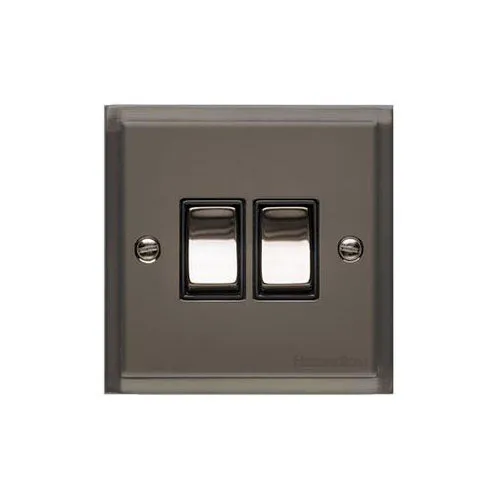 Elite Stepped Plate Range-Black Nickel-2 Gang Rocker Switch (10 Amp)