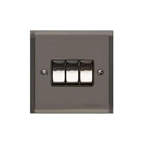 Elite Stepped Plate Range-Black Nickel-3 Gang Rocker Switch (10 Amp)