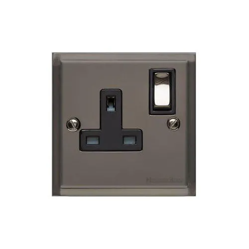 Elite Stepped Plate Range-Black Nickel-Single Socket (13 Amp)