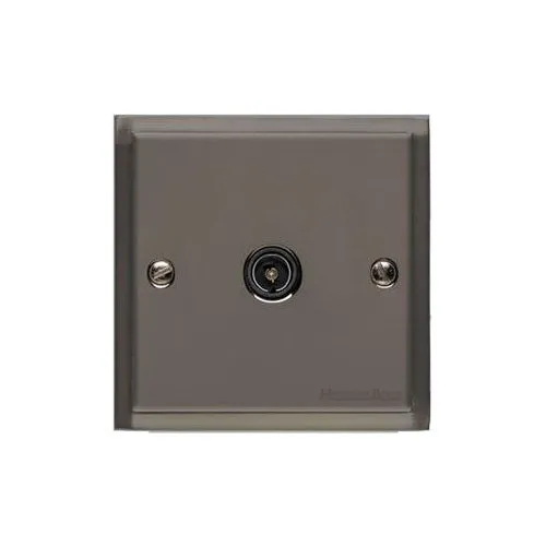 Elite Stepped Plate Range-Black Nickel-1 Gang Isolated TV Coaxial Socket