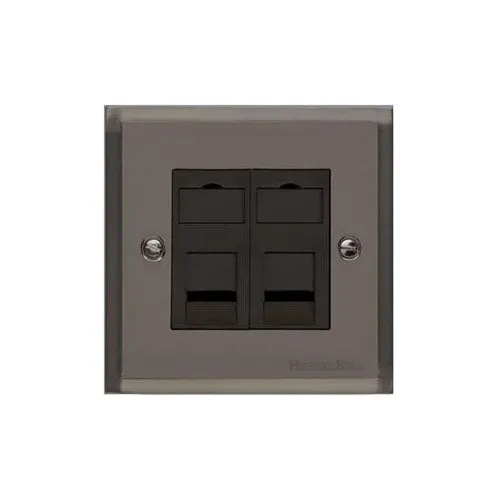 Elite Stepped Plate Range-Black Nickel-2 Gang Master Line Socket