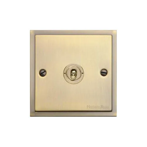 Elite Stepped Plate Range-Antique Brass-1 Gang Toggle Switch