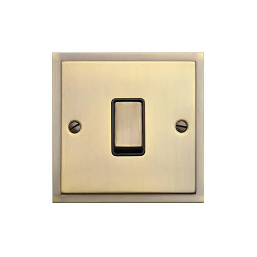 Elite Stepped Plate Range-Antique Brass-1 Gang Rocker Switch (10 Amp)