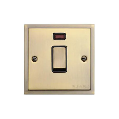 Elite Stepped Plate Range-Antique Brass-20A DP SWITCH with Neon