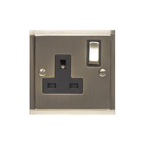 Elite Stepped Plate Range-Antique Brass-Single Socket (13 Amp)