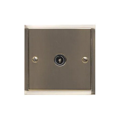 Elite Stepped Plate Range-Antique Brass-1 Gang Non-Isolated TV Coaxial Socket