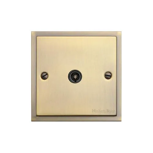 Elite Stepped Plate Range-Antique Brass-1 Gang Isolated TV Coaxial Socket