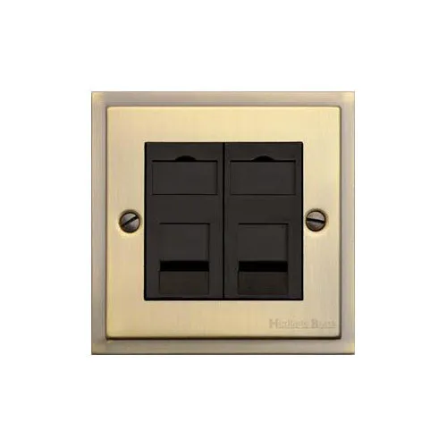 Elite Stepped Plate Range-Antique Brass-2 Gang RJ45